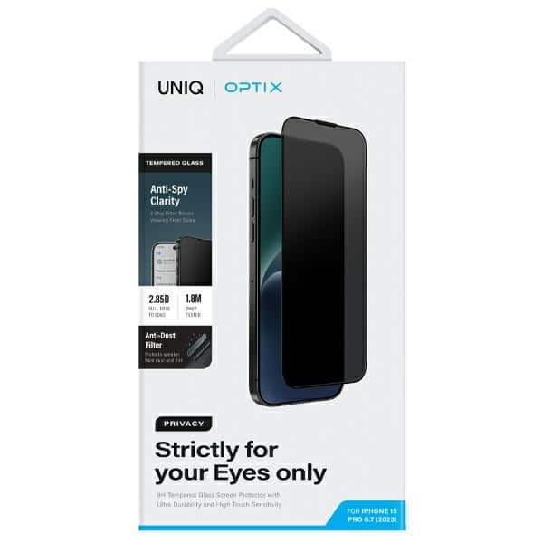 UNIQ Optix Privacy Προστατευτικό Γυαλί Ιδιωτικότητας για iPhone 15 Pro Max 6.7" με εφαρμογέα - Image 6