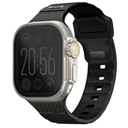 UNIQ pasek Stride Apple Watch Series 1/2/3/4/5/6/7/8/9/SE/SE2/Ultra/Ultra 2 42/44/45/49mm FKM Rubber Strap czarny/midnight black