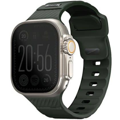 UNIQ pasek Stride Apple Watch Series 1/2/3/4/5/6/7/8/9/SE/SE2/Ultra/Ultra 2 42/44/45/49mm FKM Rubber Strap ciemnozielony/moss green