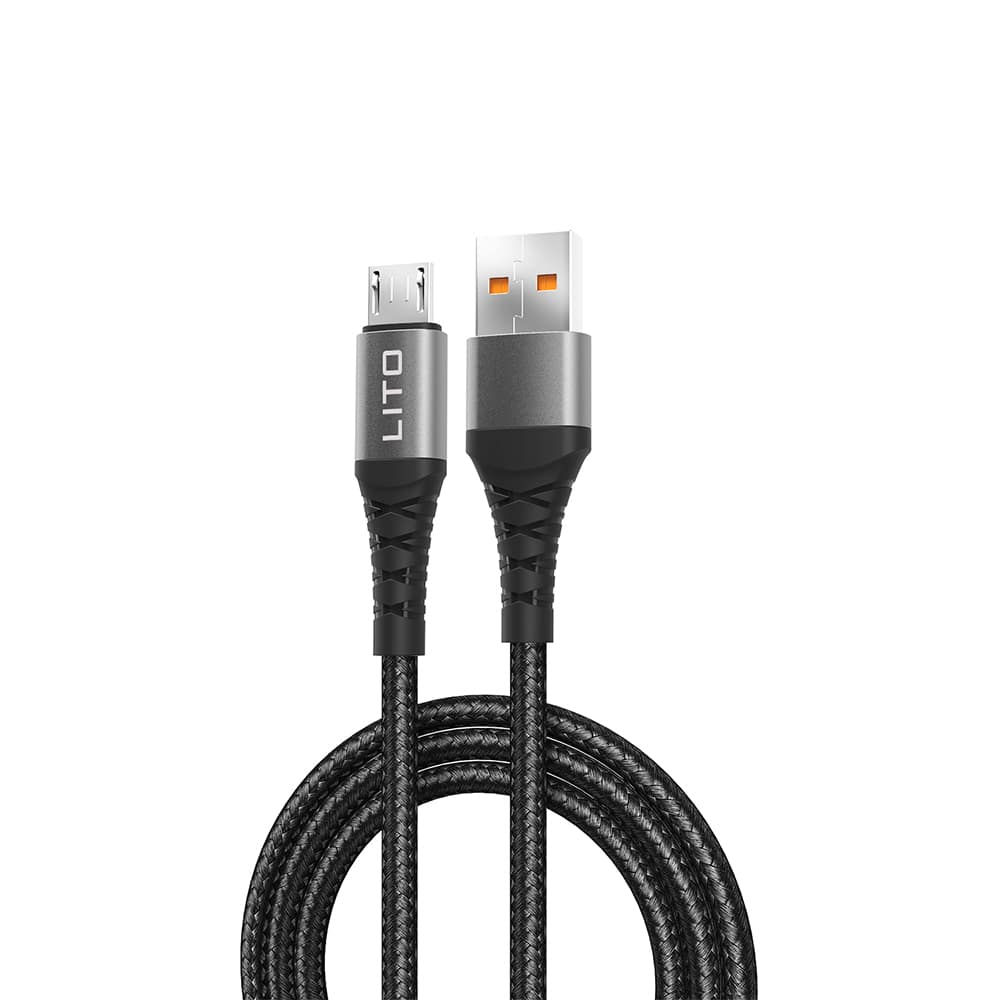 Lito - Καλώδιο Δεδομένων (LD08) - USB-A σε Micro-USB, Γρήγορη Φόρτιση, 2.4A, 1m - Μαύρο - Image 3