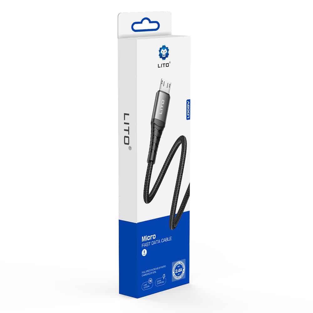 Lito - Καλώδιο Δεδομένων (LD08) - USB-A σε Micro-USB, Γρήγορη Φόρτιση, 2.4A, 1m - Μαύρο - Image 8