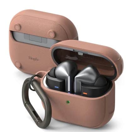 Ringke - Θήκη Προστασίας Onyx Magnetic - για Samsung Galaxy Buds 3 / 3 Pro, Μη Ολισθηρή Υφή, Οπή Carabiner - Constant Coral