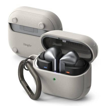 Ringke - Θήκη Προστασίας Onyx Magnetic - για Samsung Galaxy Buds 3 / 3 Pro, Μη Ολισθηρή Υφή, Οπή Carabiner - Ζεστό Γκρι