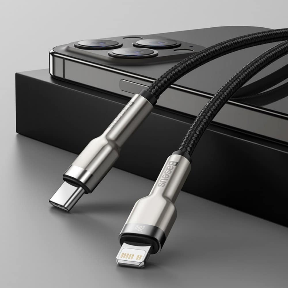 Baseus - Δεδομένα Καλώδιο Cafule Series Metal (CATLJK-B01) - Type-C σε Lightning, 20W, 2m - Μαύρο - Image 6