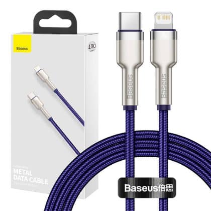 Baseus Καλώδιο USB-C σε Lightning Cafule, PD, 20W, 1m (Μωβ)