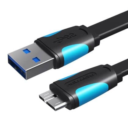 Καλώδιο Vention VAS-A12-B100 Flat USB 3.0 A προς Micro-B 1m Μαύρο