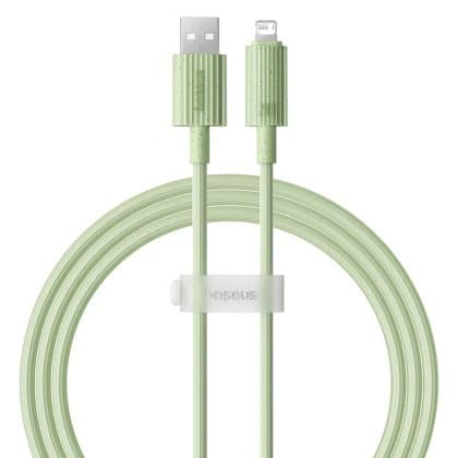 Baseus - Καλώδιο Δεδομένων Σειράς Habitat (P10360200631-01) - USB σε Lightning, 480Mbps, 2.4A, 2m - Φυσικό Πράσινο