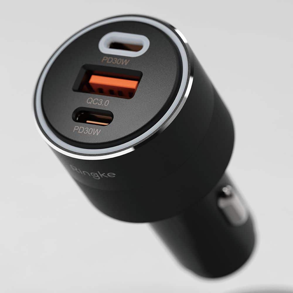 Ringke - Φορτιστής Αυτοκινήτου - USB, 2x Type-C, PD30W, QC3.0, με Περιβαλλοντικό Φως - Μαύρο - Image 4
