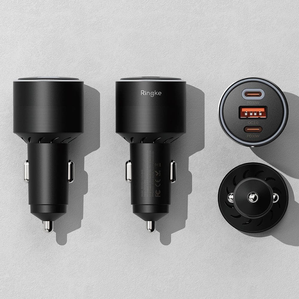 Ringke - Φορτιστής Αυτοκινήτου - USB, 2x Type-C, PD30W, QC3.0, με Περιβαλλοντικό Φως - Μαύρο - Image 5