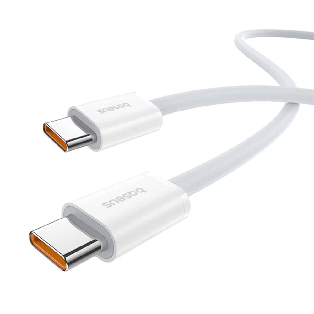 Baseus - Καλώδιο Δεδομένων (P10365200211-03) - Type-C σε Type-C, 100W, 1m - Λευκό Σελήνης - Image 3