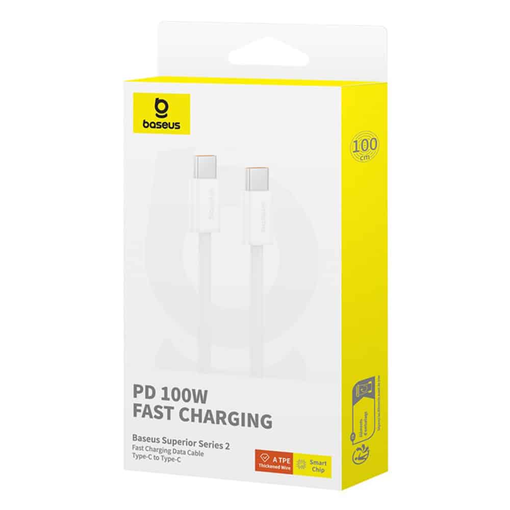 Baseus - Καλώδιο Δεδομένων (P10365200211-03) - Type-C σε Type-C, 100W, 1m - Λευκό Σελήνης - Image 10