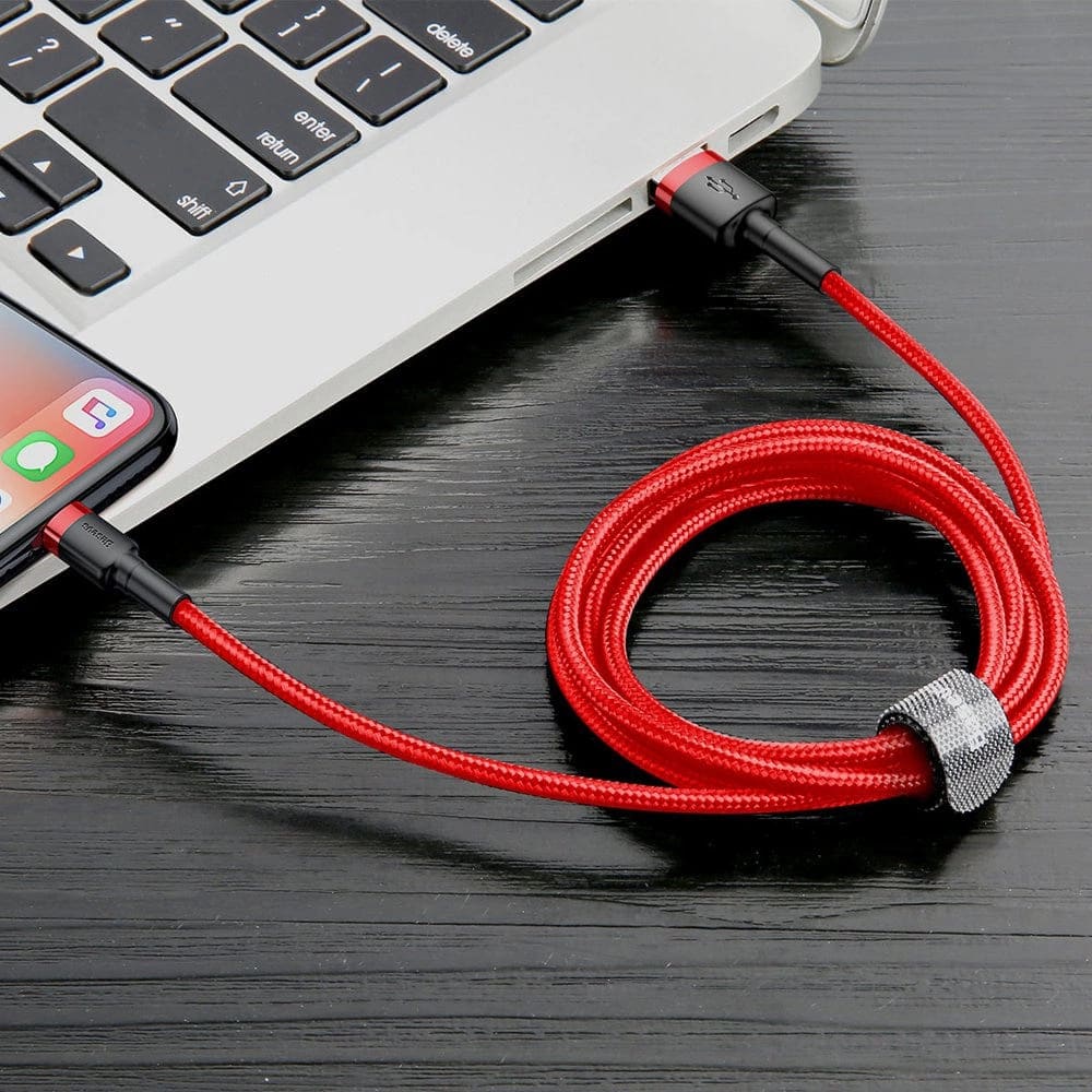 Baseus - Δεδομένα Καλώδιο Cafule (CALKLF-A09) - USB σε Lightning, Γρήγορη Φόρτιση, Q.C.3.0, 2.4A, 0.5m - Κόκκινο - Image 7