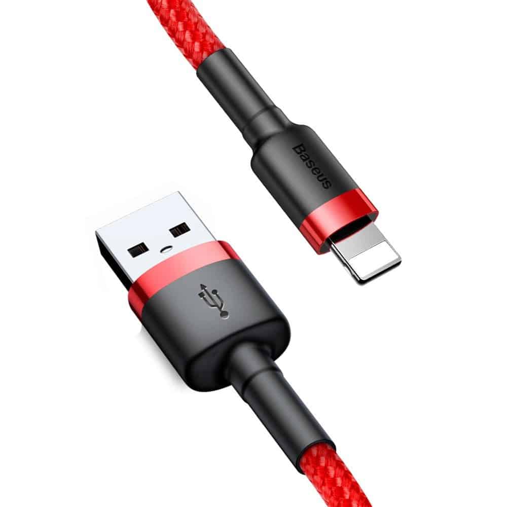 Baseus - Δεδομένα Καλώδιο Cafule (CALKLF-A09) - USB σε Lightning, Γρήγορη Φόρτιση, Q.C.3.0, 2.4A, 0.5m - Κόκκινο - Image 2