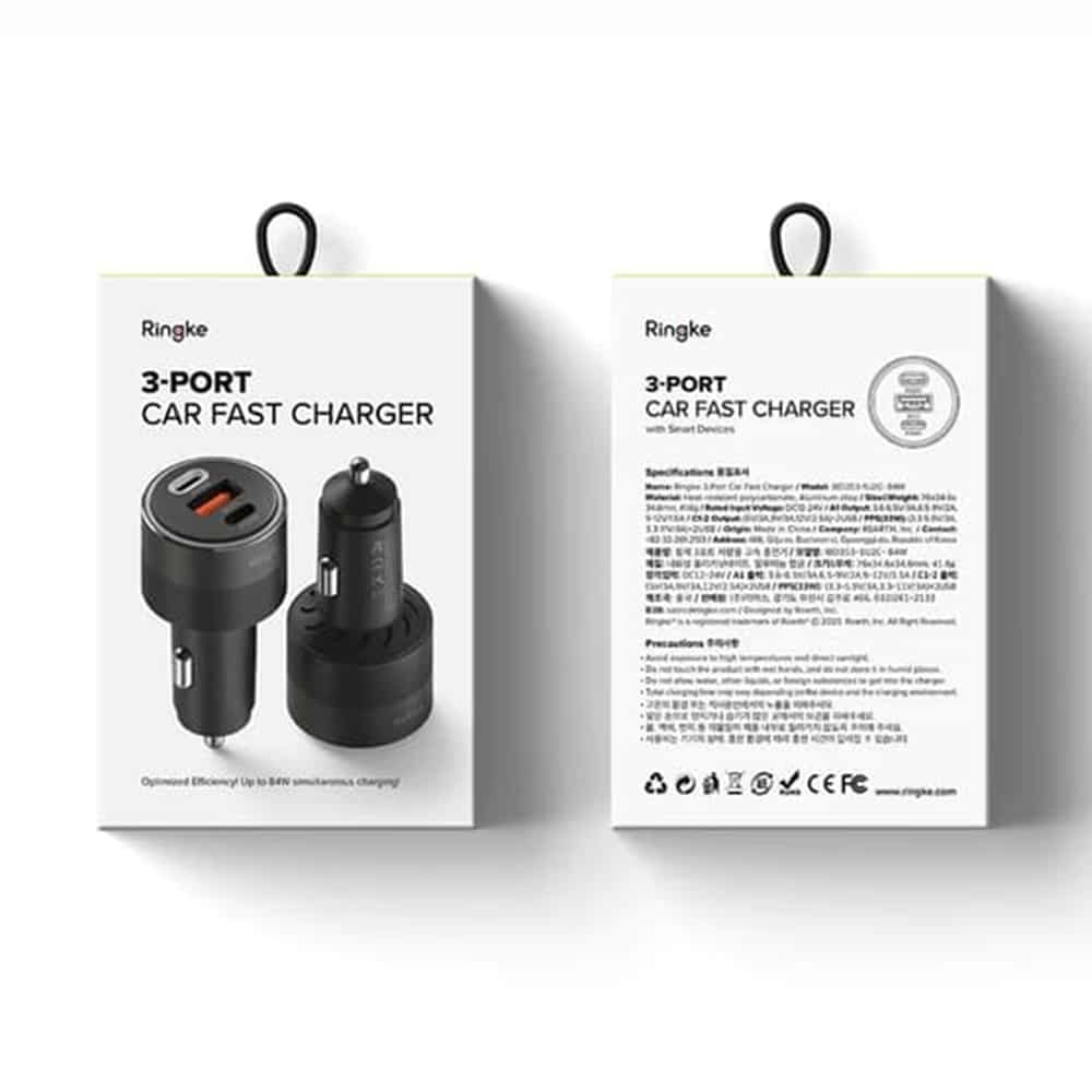 Ringke - Φορτιστής Αυτοκινήτου - USB, 2x Type-C, PD30W, QC3.0, με Περιβαλλοντικό Φως - Μαύρο - Image 8