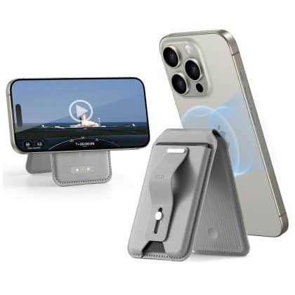 ESR - Επιτραπέζιος Κάτοχος HaloLock Findmy Wallet - Τεχνητό Δερμάτινο Πορτοφόλι Stand - Φυσικό Τιτάνιο