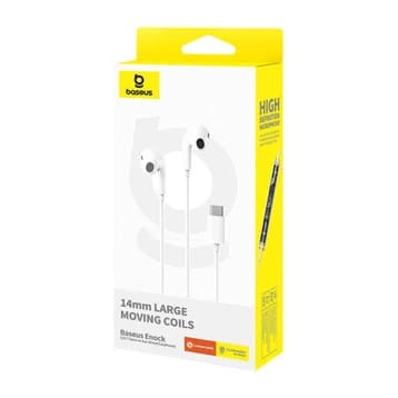 Baseus - Ενσύρματα Ακουστικά Encok CZ17 (A00170000213-Z1) - Type-C, μισό-στο-αυτί, 1.1m, 20Hz-20kHz - Λευκό Σελήνης - Image 8
