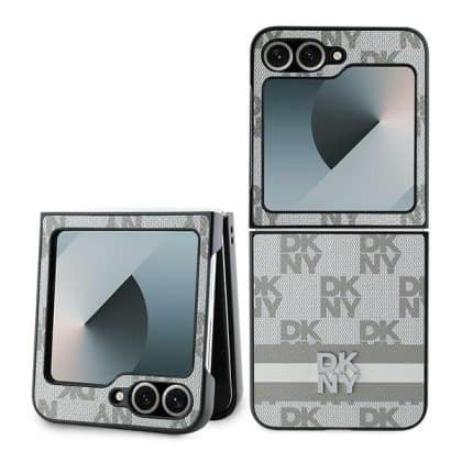 DKNY Καρό μοτίβο Τυπωμένες ρίγες - θήκη για Samsung Galaxy Z Flip6 - Μπεζ