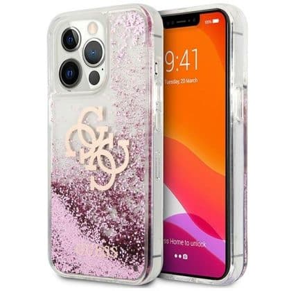 Guess 4G Big Liquid Glitter - θήκη για Apple iPhone 13 Pro Max - Ροζ