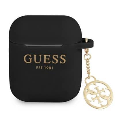 Guess GUA2LSC4EK Κάλυμμα για AirPods 1/2 μαύρο/Black Silicone Charm 4G Collection