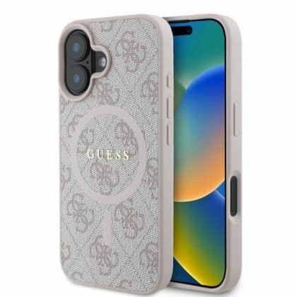 Guess 4G Ring Classic Logo MagSafe - θήκη για Apple iPhone 16 - Ροζ
