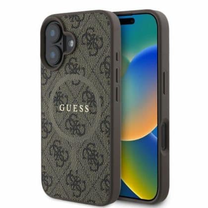 Guess 4G Ring Classic Logo MagSafe - θήκη για Apple iPhone 16 - Καφέ