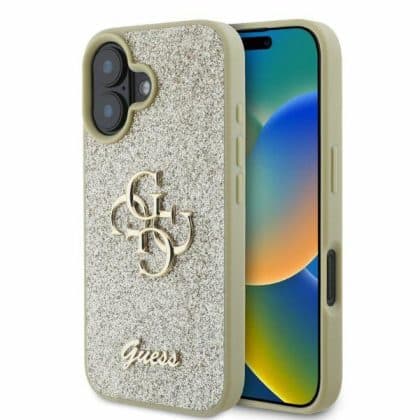 Guess Glitter Fixed Big - θήκη για Apple iPhone 16 6,1" - Χρυσό