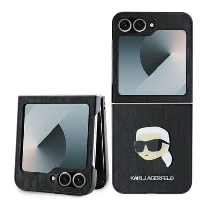Karl Lagerfeld Saffiano Monogram Head Pin - θήκη για Samsung Galaxy Z Flip6 - Μαύρο