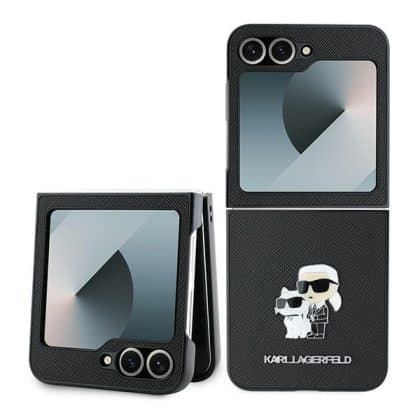 Karl Lagerfeld Saffiano Karl&Choupette - θήκη για Samsung Galaxy Z Flip6 - Μαύρο