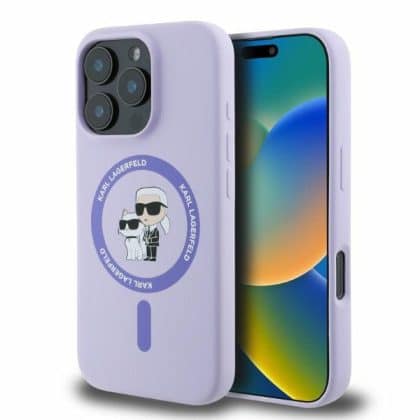 Karl Lagerfeld Silicone KC Heads Ring MagSafe - θήκη για Apple iPhone 16 Pro - Μωβ