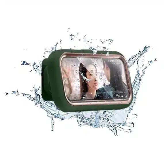 Techsuit - Phone Holder (LC-999) - Wall Box Case, Anti-Fog, Retractable, Adjustable, Waterproof, for 4-7inch Phones - Gold Green