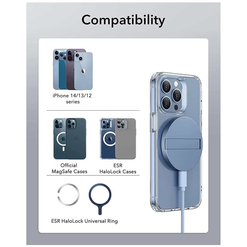 ESR - Ασύρματος Φορτιστής HaloLock - Συμβατός με MagSafe, με Στήριγμα - Σιέρα Μπλε - Image 8