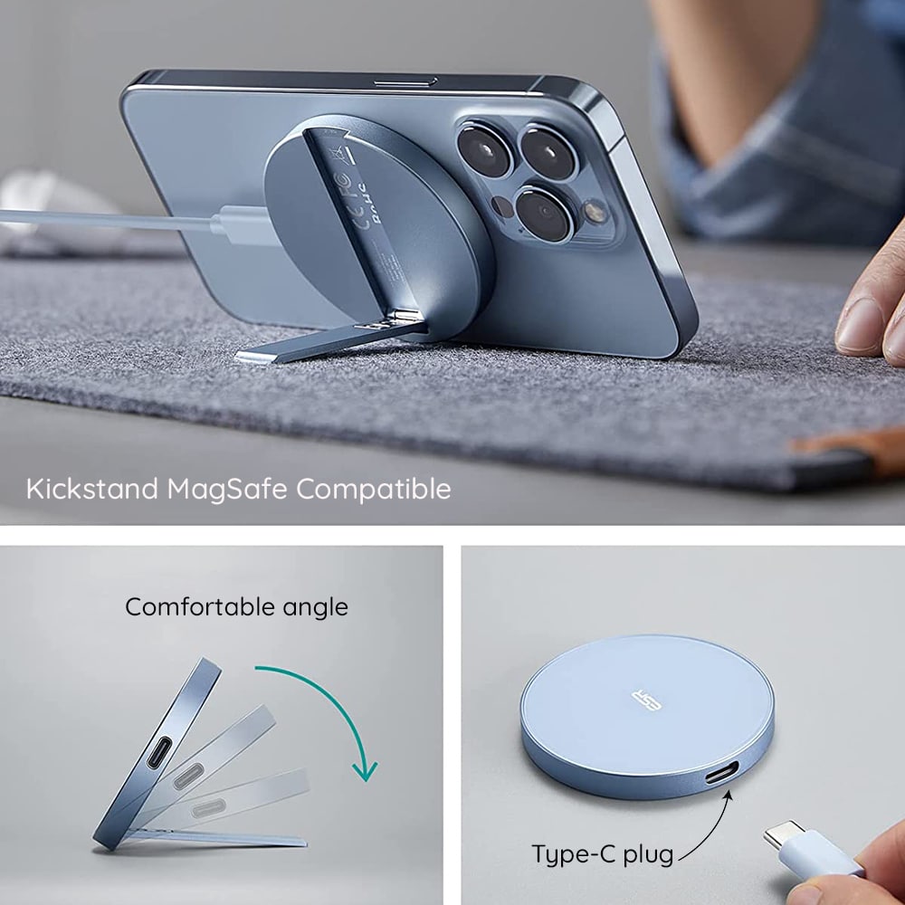 ESR - Ασύρματος Φορτιστής HaloLock - Συμβατός με MagSafe, με Στήριγμα - Σιέρα Μπλε - Image 7
