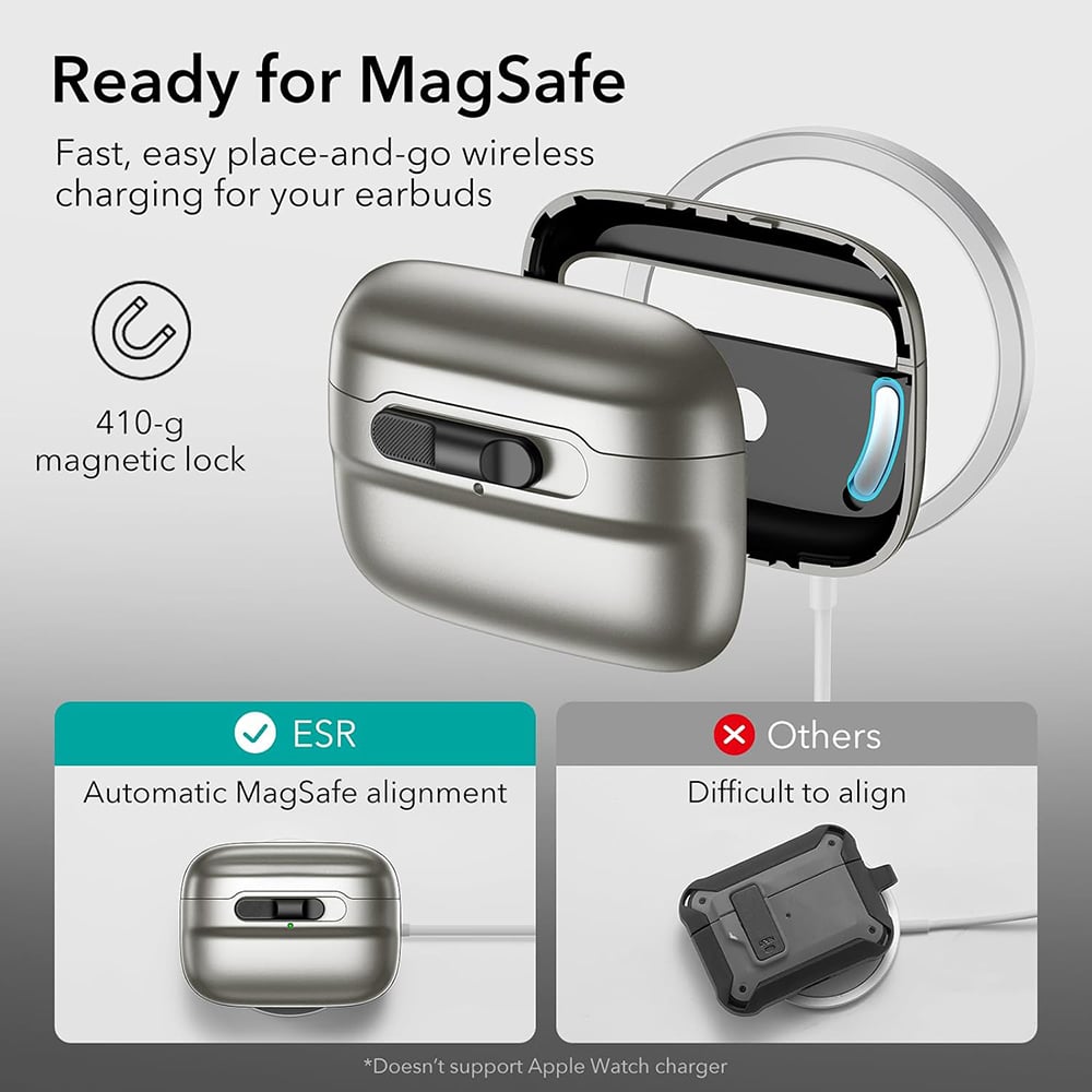 ESR - Pulse Magnetic HaloLock - Apple AirPods Pro 1 / 2 - Τιτάνιο - Image 3