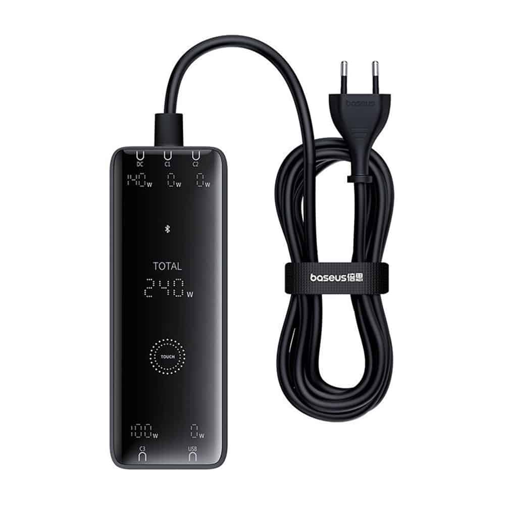 Baseus - Σταθμός Φόρτισης (P10163901113-00) - GaN, 3x USB-C, USB, DC, 240W, 1m - Μαύρο - Image 2