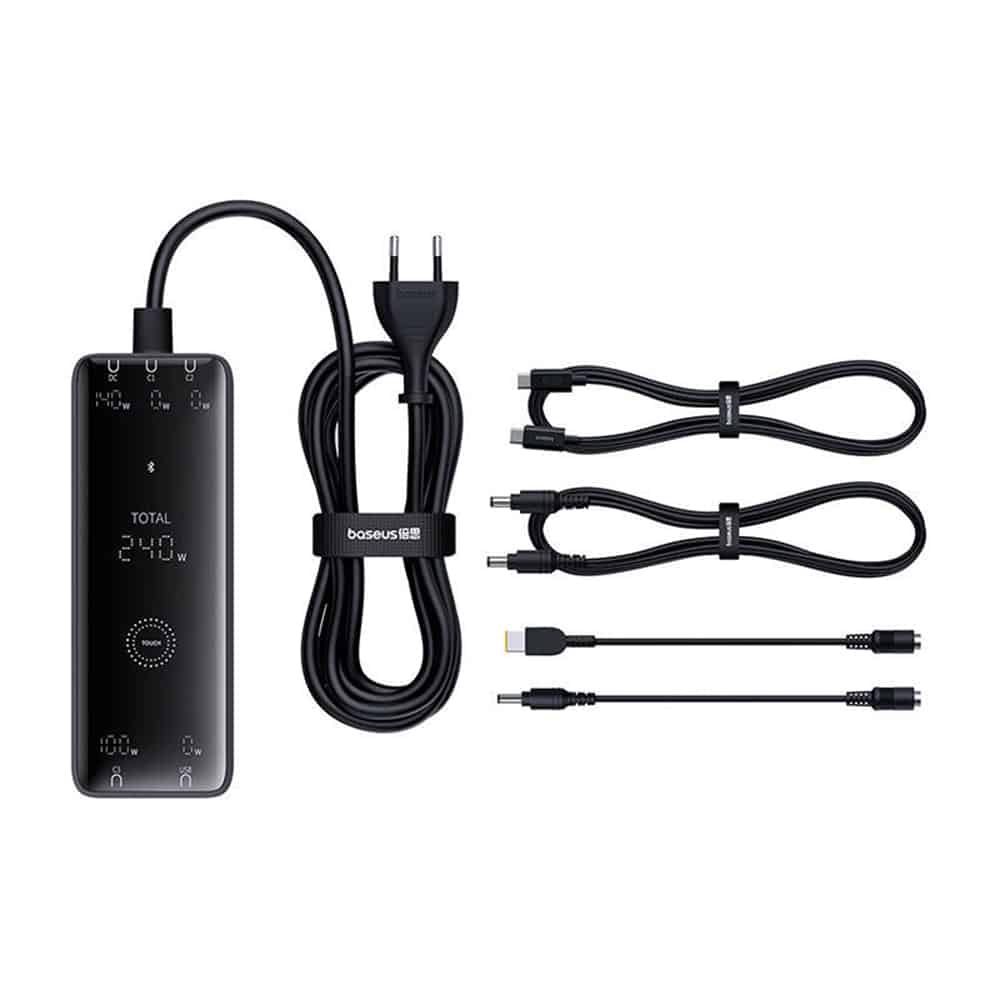 Baseus - Σταθμός Φόρτισης (P10163901113-00) - GaN, 3x USB-C, USB, DC, 240W, 1m - Μαύρο - Image 7