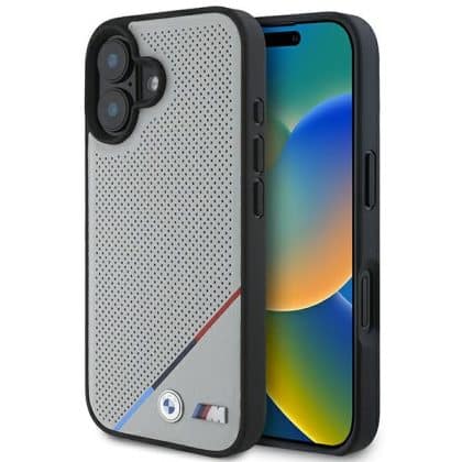 BMW M Perforated Tricolor Line MagSafe - θήκη για Apple iPhone 16 - Γκρι