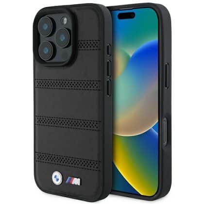 BMW M Perforated And Stitched Line MagSafe - θήκη για Apple iPhone 16 Pro - Μαύρο
