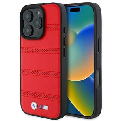 BMW M Perforated And Stitched Line MagSafe - θήκη για Apple iPhone 16 Pro - Κόκκινο