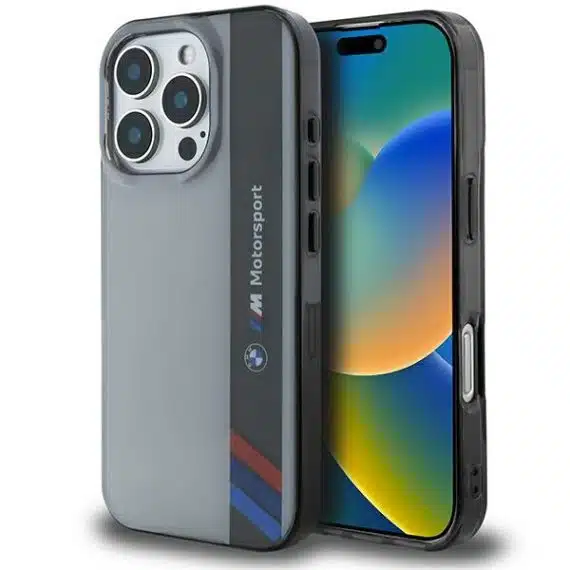 BMW Motosport IML Vertical Stripe - θήκη για Apple iPhone 16 Pro - Γκρι