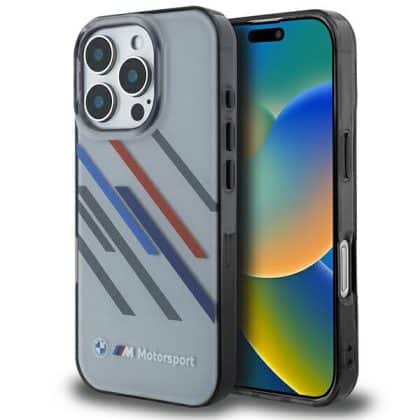 BMW Motorsport IML Random Stripes - θήκη για Apple iPhone 16 Pro - Γκρι