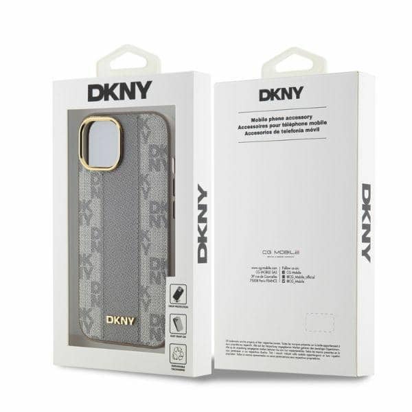 DKNY Leather Checkered Mono Pattern MagSafe - θήκη για Apple iPhone 14 - Διάφανο - Image 5