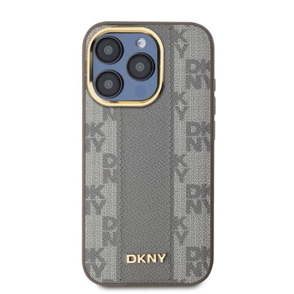 DKNY Leather Checkered Mono Pattern - θήκη για Apple iPhone 15 Pro - Μπεζ - Image 2
