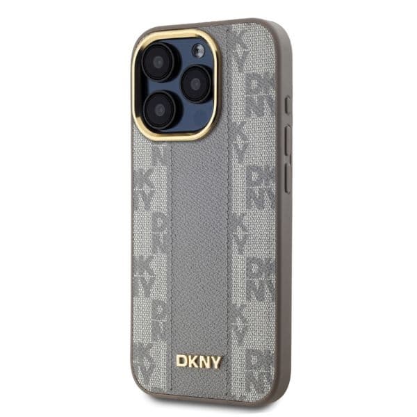 DKNY Leather Checkered Mono Pattern - θήκη για Apple iPhone 15 Pro - Μπεζ - Image 3