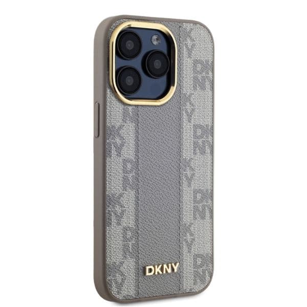 DKNY Leather Checkered Mono Pattern - θήκη για Apple iPhone 15 Pro - Μπεζ - Image 4
