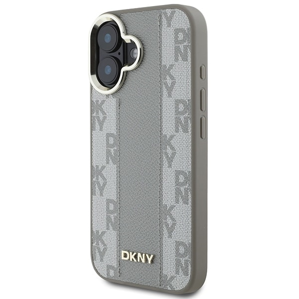 DKNY DKNY Δερμάτινο καρό μονόχρωμο μοτίβο MagSafe - θήκη για Apple iPhone 16 - Μπεζ - Image 2