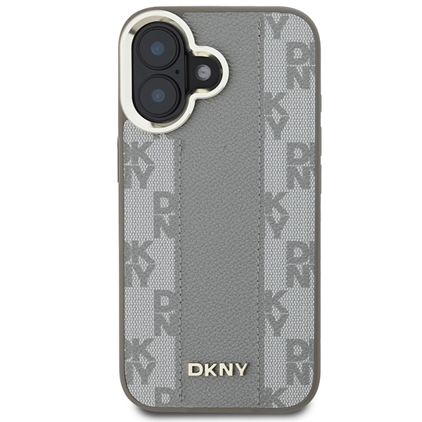 DKNY DKNY Δερμάτινο καρό μονόχρωμο μοτίβο MagSafe - θήκη για Apple iPhone 16 - Μπεζ - Image 3