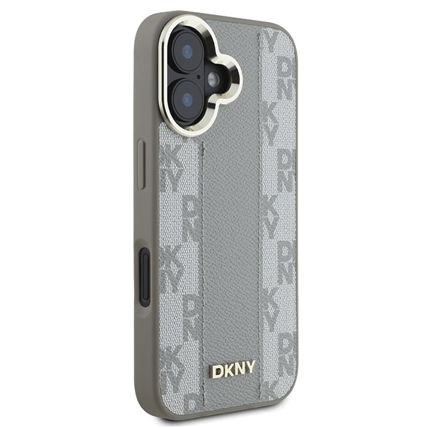 DKNY DKNY Δερμάτινο καρό μονόχρωμο μοτίβο MagSafe - θήκη για Apple iPhone 16 - Μπεζ - Image 4