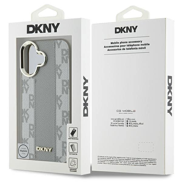 DKNY DKNY Δερμάτινο καρό μονόχρωμο μοτίβο MagSafe - θήκη για Apple iPhone 16 - Μπεζ - Image 8