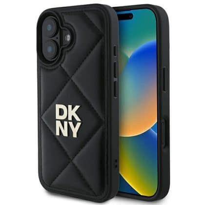 DKNY Quilted Stack Logo - θήκη για Apple iPhone 16 - Μαύρο