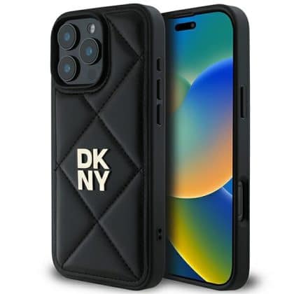 DKNY Quilted Stack Logo - θήκη για Apple iPhone 16 Pro - Μαύρο